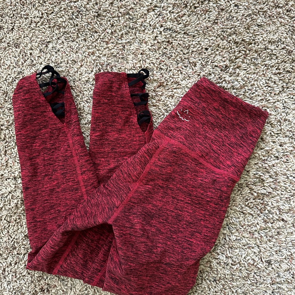 Beyond Yoga Red Leggings Stretchy Performance Bottoms